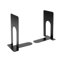 QWORK® 4 Pairs Bookends for Shelves Bookends Metal Black 130mm Office Library Books School Supplies Bookshelves