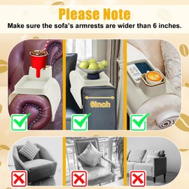 2 Pcs Couch Cup Holder Tray Silicone Anti-Spill Anti Slip Sofa Armrest Drink Holder Weighted Couch Caddy Recliner Arm Table for Remote Controls, Phones, Cups and Snacks (Beige)