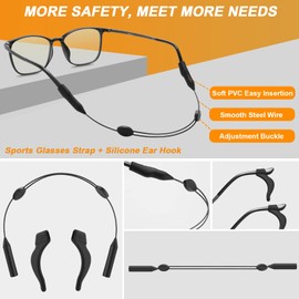 Adjustable Glasses Strap,4 Pack 16Inch Eye Glasses String Strap with Retainer Ear Cushion, Universal Fit Rope Eyewear Retainer, No Tail Anti Slip Sunglasses Strap Eyeglass Straps for Men Women Kids