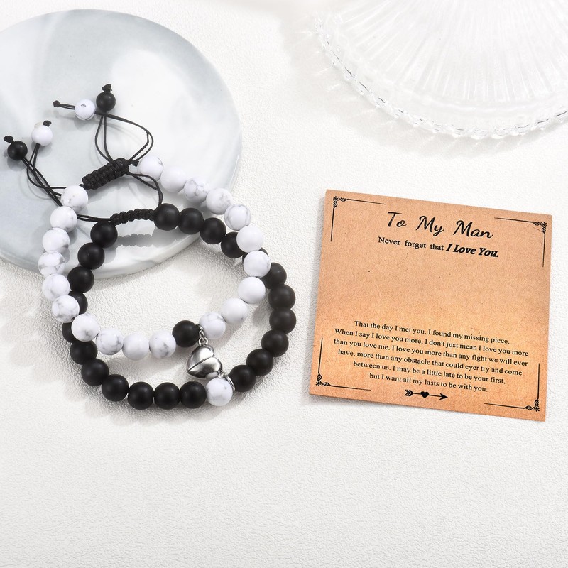 CERSLIMO Couple Bracelets Gifts for Couples with To My Man