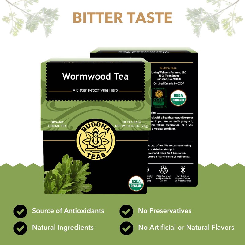 Buddha Teas - Organic Wormwood Tea - Herbal Tea -
