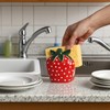 Bicuzat Ceramic Red Strawberry Shape Sponge Holder for Kitchen Sink,