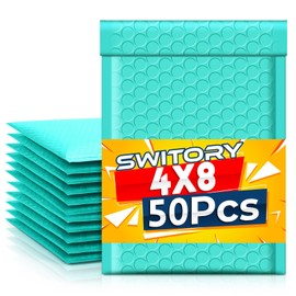 Switory Switory 50pcs 10.2x17.7cm Versandtaschen, Polsterumschläge Gepolsterte Umschläge Bubble Lined Poly Mailer Selbstversiegelnde Blaugrün für die Verpackung
