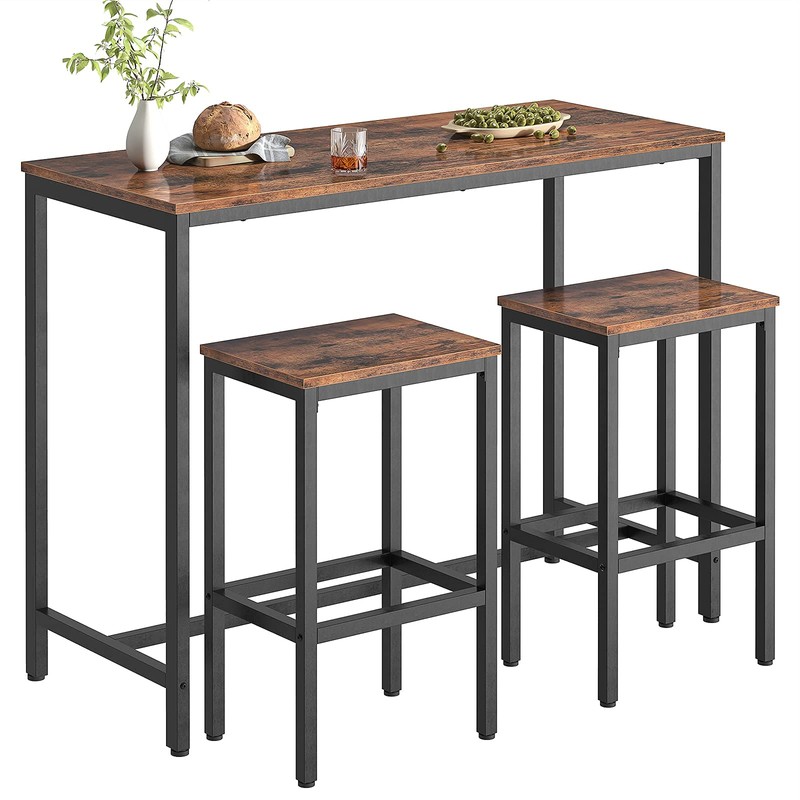 HOOBRO Bar Table and Chairs Set, 47.2” Rectangular Pub Table