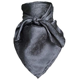Wyoming Traders Jacquard Cowboy Wild Rag 100% Silk Scarf Bandana Multiple Colors L 34.5" and XL 42" (Charcoal, 34.5")