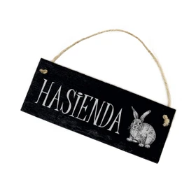 Dekolando Rabbit Sign Made of Slate – Hasienda – Rabbit Hutch Door Sign 22 x 8 cm