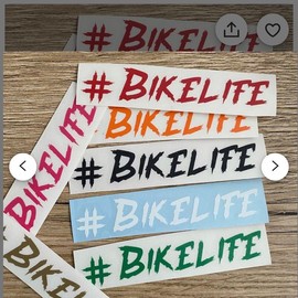 HASHTAG #BIKELIFE VINYL DECALS 6” - Color: Silver