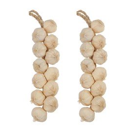 Garneck Fake Garlic 2Pcs Artificial Garlic Fake Hanging Garlic String Decor Home Kitchen Artificial Vegetable Garlic Strings Decorations