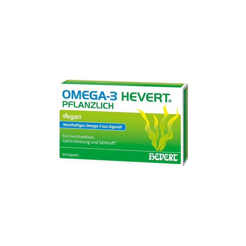 Omega-3 Hevert pflanzlich für eine gesunde Herzfunktion, Gehirnleistung und Sehkraft,