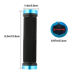 FULARR Upgrade Non-Slip Rubber Bicycle Handlebar Grips, Double Aluminum Lock on Bicycle Handlebar Protector, Fits 22mm Handlebar – Blue Aluminum Ring