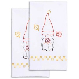 Jack Dempsey Needle Art DIY Jack Dempsey Thanksgiving Gnome Stamped Embroidery Hand Towel Kit 320616