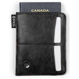 PKG Perry Passport Wallet | Vegan Leather with RFID Lining | Passport Pull Tab (Black)