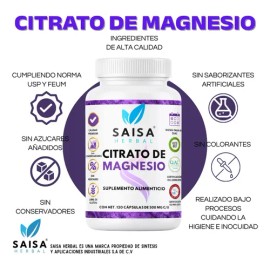 Citrato de Magnesio + Citrato de Potasio | 120 Cáps c/u | Saisa Herbal | Suplemento Alimenticio Calidad Premium | Energía, Anticalambres y Recuperació