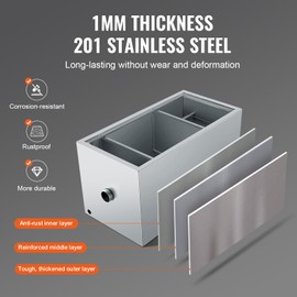 VEVOR Commercial Grease Trap, 25 LBS Stainless Steel Grease Interceptor, Top Inlet Interceptor, Under Sink Grease Trap, 6.4 GPM Waste Water Oil-water Separator, for Restaurant Canteen Kitchen