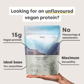 Form Pureblend Protein - Unflavoured and Unsweetened Vegan Protein Powder - 15g of Plant Based Protein per Serving. Perfect for Your Smoothies, Cooking and Baking.