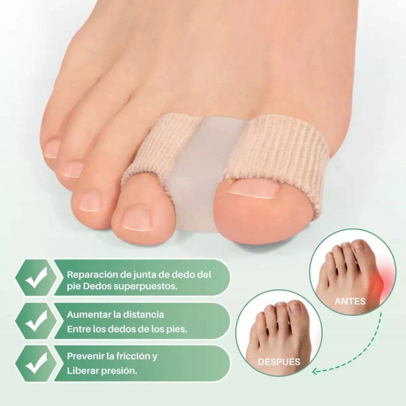 Separador Dedo Pie Forro Gel Doble Bucle Corrector Juanete Marrón