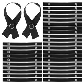Piuluvor® Pack of 30 Sew-Free Hangers for Textiles 150 × 12 mm Towel Hanger Towel Hanger with Press Stud Fastener Sewing Free Hanger Black for Thin Towels Cloths