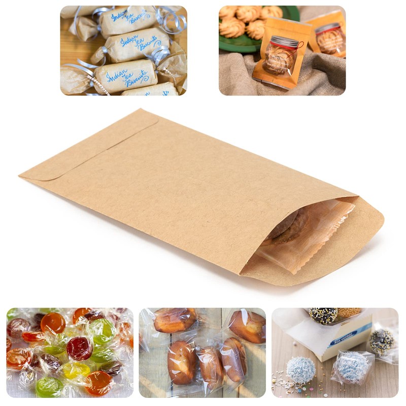 Pack of 100 Paper Kraft Petit Sac en Paper Alimentaire