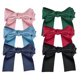 6 Pcs Silky Satin Hair Bow Clip Big Bow Hair Barrette Clips French Barrette Bowknot with Satin Hair Bow Big Bowknot Hairpin Large Hair Ribbons Oversized Cute Aesthetic Hair Accessories