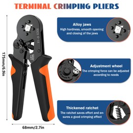 Idota Crimping Pliers Wire End Ferrules, Crimping Pliers with 1250 Pieces Wire End Ferrules 0.5 mm² -10 mm², Crimping Tool Set for Insulated Uninsulated Crimping Connectors