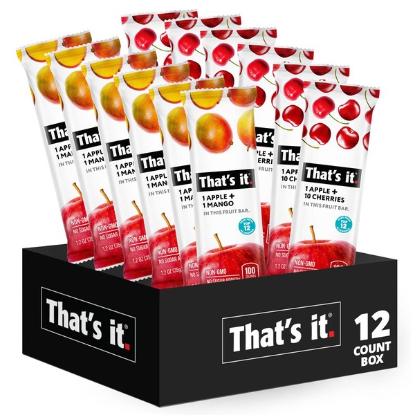 That's it. Fruit Bars Variety Pack (Mango + Cherry) 100% Natural Real Fruit Bar, Best High Fiber Vegan, Gluten Free Healthy Snack, Paleo for Children & Adults, Non GMO No Sugar Added, No Preservatives Energy Food (12 count)