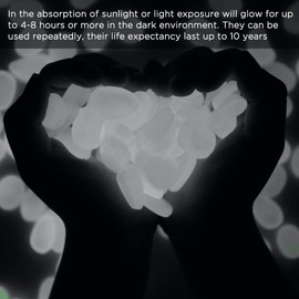 100 Pcs Glowing Pebble Stones, Glow in Dark Luminous Cobblestones Glowing Pebble Rock Stones for Home, Garden, Walkway Aquarium, Fish Tank and Patio (White)