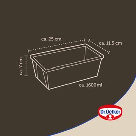 Dr. Oetker Stampo Plumcake 25 x 11,5 x 7cm In acciaio Carbon Steel Rivestimento antiaderente Classic Temp consigliata fino a 230°C, Linea Tradition