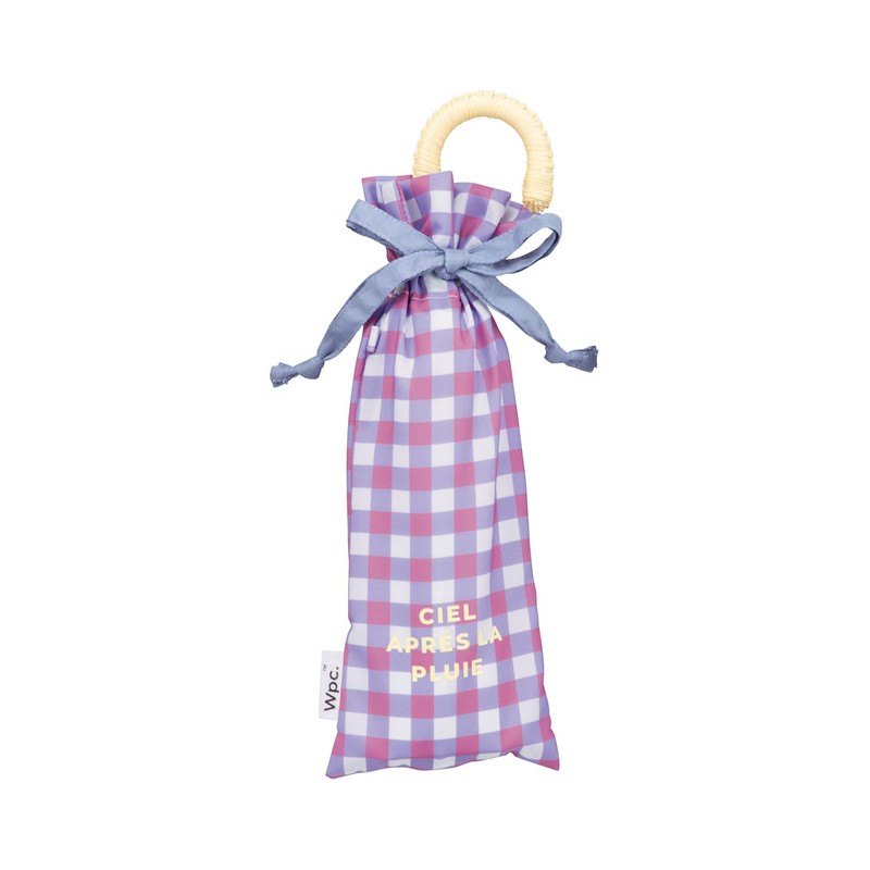 Wpc. Folding Umbrella, Bicolor Gingham, Mini, Purple, Rain Umbrella, 50