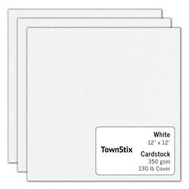 130 lb Cover (350 gsm), Extra Heavy White Cardstock - 12" x 12", 20 Sheets