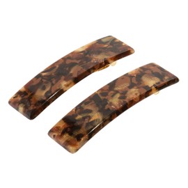France Luxe Rectangle Barrette Pair, Pavlova Brown