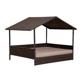 Huntley Pet Rattan Wicker Cabana Raised Pet Bed