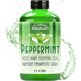 Naturalitana Peppermint Essential Oil Therapeutic Grade for Aromatherapy, Hair, Relaxation – Mint Scented 4 Fl Oz Bottle with Dropper