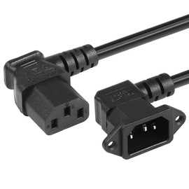 CERRXIAN 90°IEC 320 C14-C13 Power Cord 90 Degree C14 Male to C13 Female (Left) PDU Power Extension Cord for Monitor, Computer, Printer 0.6M