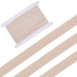 GORGECRAFT 10 Yards x 0.47" Non-Slip Elastic Band Gripper Tape Ribbon Roll with 5mm Rubber Stretch Strap Fibre Webbing for Sewing Crafting DIY Headband Garments Sports Shorts Wig Hats Bags Burlywood