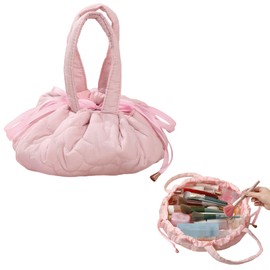 SENLINLIN Lazy Drawstring Makeup Bags, Hot Large-Capacity Travel Cosmetic Pouch, Portable Quick Pack Lazy Drawstring Cosmetic Bag Storage Organiser Handbag for Women Girl Travel Toiletry Gift