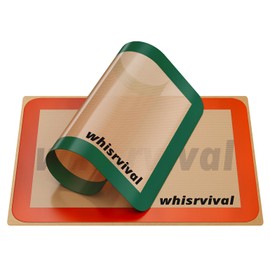 whisrvival Silicone Baking Mat, Reusable Silicone Baking Sheets for Oven, Half Non-Stick Silicone Mats for Baking Cookies, Bread, Roasting Vegetables, Meat, Candy Making (2Pcs)