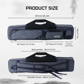 KONLLEN Pool Cue Case 3x4 Oxford Pool Stick Case Holds 3 Butts and 4 Shafts Billiard Sitck Large Capacity Carrying Cases with Multi-Pocket