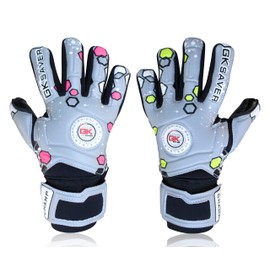 GK Saver Football Goalkeeping Gloves Size 4 to 7 Finger save goalie goalkeeping gloves (Champ Grey, 5)
