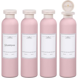 4 Pcs Plastic Large Squeeze Bottles with Flip Cap,Refillable Containers for Lotion,Cream,Soap,Shampoo Leak Proof Travel Shampoo Bottle (Pink, 200ml)