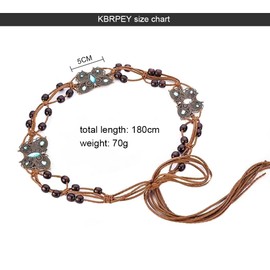 KBRPEY Women's Braided Waist Belt for Dress, Vintage Decorative Braided Belt, Bohemian Wide Woven Dress Belt, brown