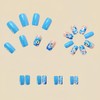 24Pcs Flower Press on Nails Medium Long Square Fake Nails