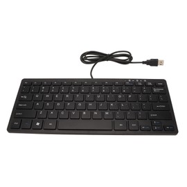 USB Wired Keyboard 78 Keys Ultra Thin Mini Portable Anti Slip Mute Keyboard for Laptops Desktops Black