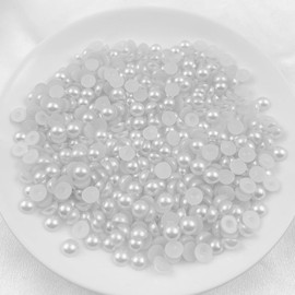 Mulutoo 1000PCS 8mm Flatback Pearls for Crafts Jewelry Scrapbooking, Round Half Pearls Flat Back Half Pearls for Craft Projects, Jewelry Making, Shoes, Cup, Nail Art Decoration(40-White)
