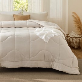 Bedsure Oversized King Comforter - Oversized King Duvet for All Season, Ultra-Soft Down Alternative & Prewashed Duvet Insert with 4 Tabs - Machine Washable, Linen, 116x98 Inches