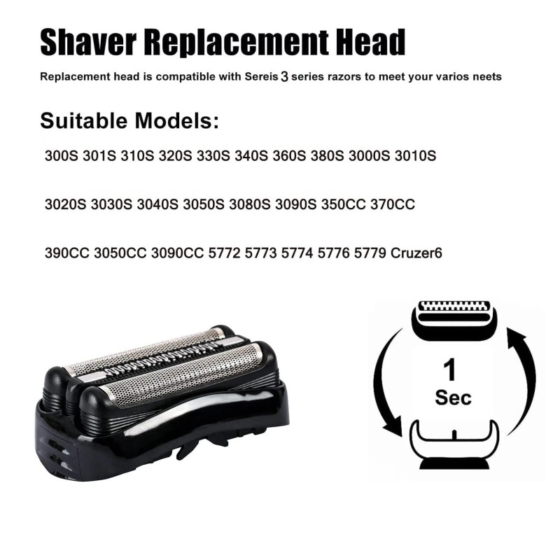 DKKPIA Shaver Replacement Foil Head For Braun 21B Wet Dry