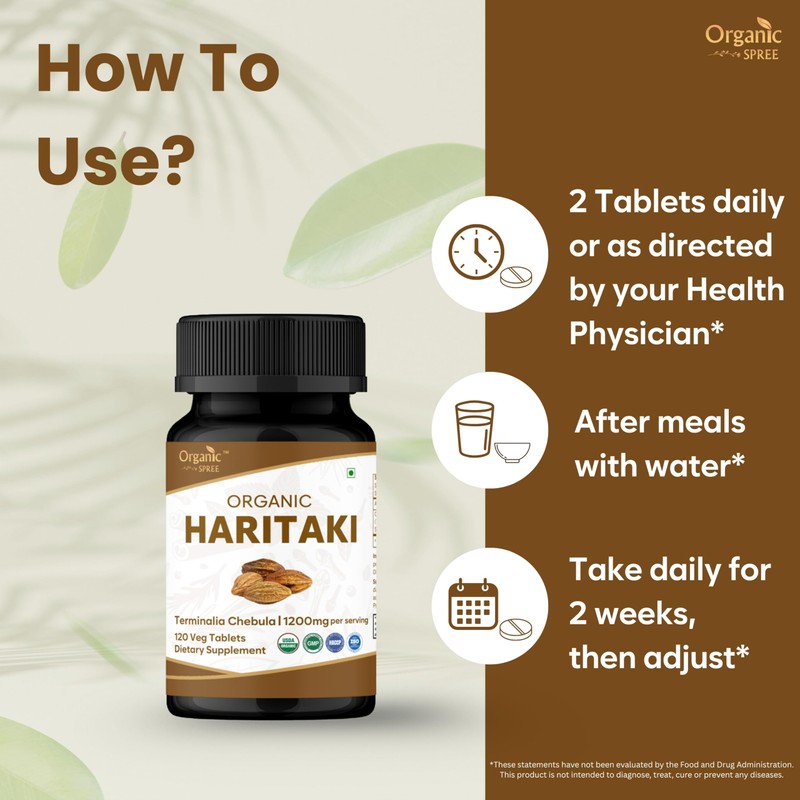 ORGANIC SPREE Haritaki 120 Tablets | Terminalia Chebula (Haritaki) |