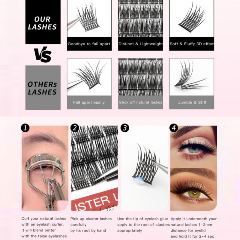 240 Clusters 30D 40D 10‑16mm False Eyelashes Soft ​Dense Hair