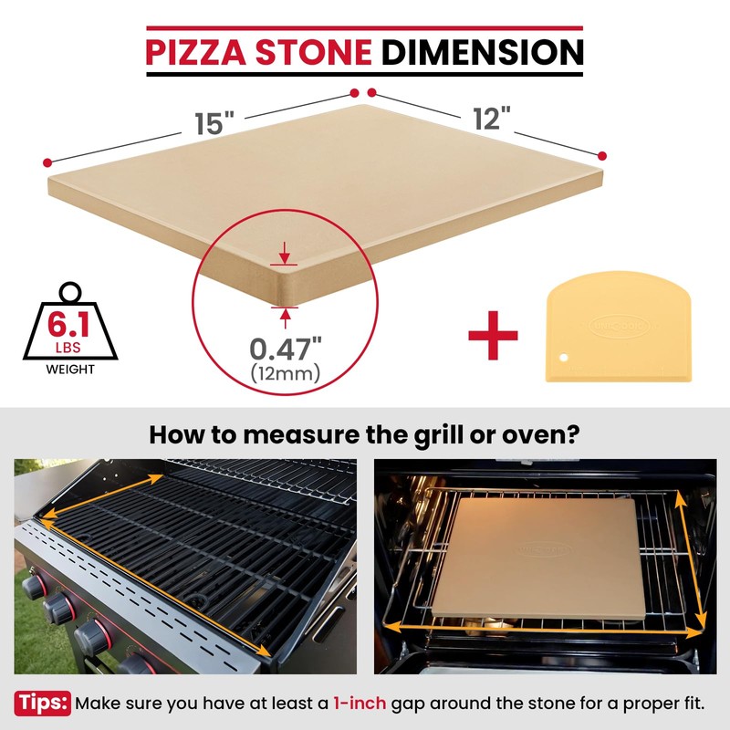 Unicook Pizza Stone for Oven and Grill, Rectangular Baking Pan
