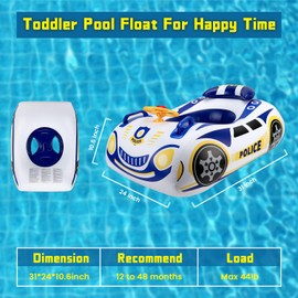 Baby Pool Float Police Car Design Toddler Pool Float Heavy Duty Toddler Floaties Inflatable Boat Floaties for Toddlers 1-2 Kids Pool Floats for Toddlers 1-3 Baby Swim Float for Kids Age1-5 Boys Girls