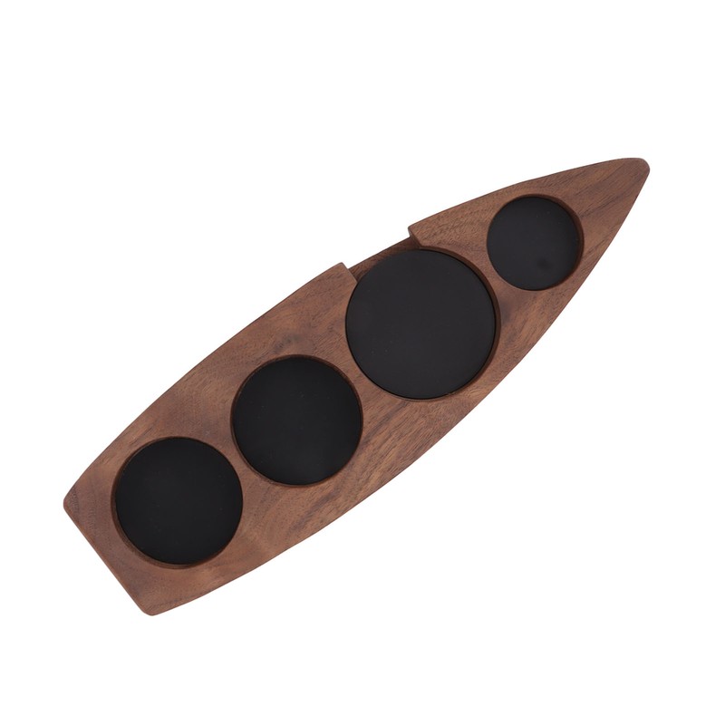 Boat Shape Coffee Tamper Holder Walnut Wood Coffee Distributor Holder